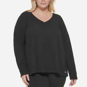 NWT Calvin Klein Performance Ribbed Knit Sweater in Black Plus Size 2X